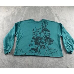 Disney Mickey and Friends Teal Green Graphic Cropped Sweatshirt XXL RN117508